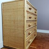 Rattan chest of drawers and woven wicker
