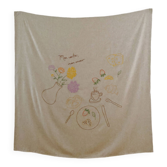 Handmade Embroidered Soft Natural Linen Tablecloth