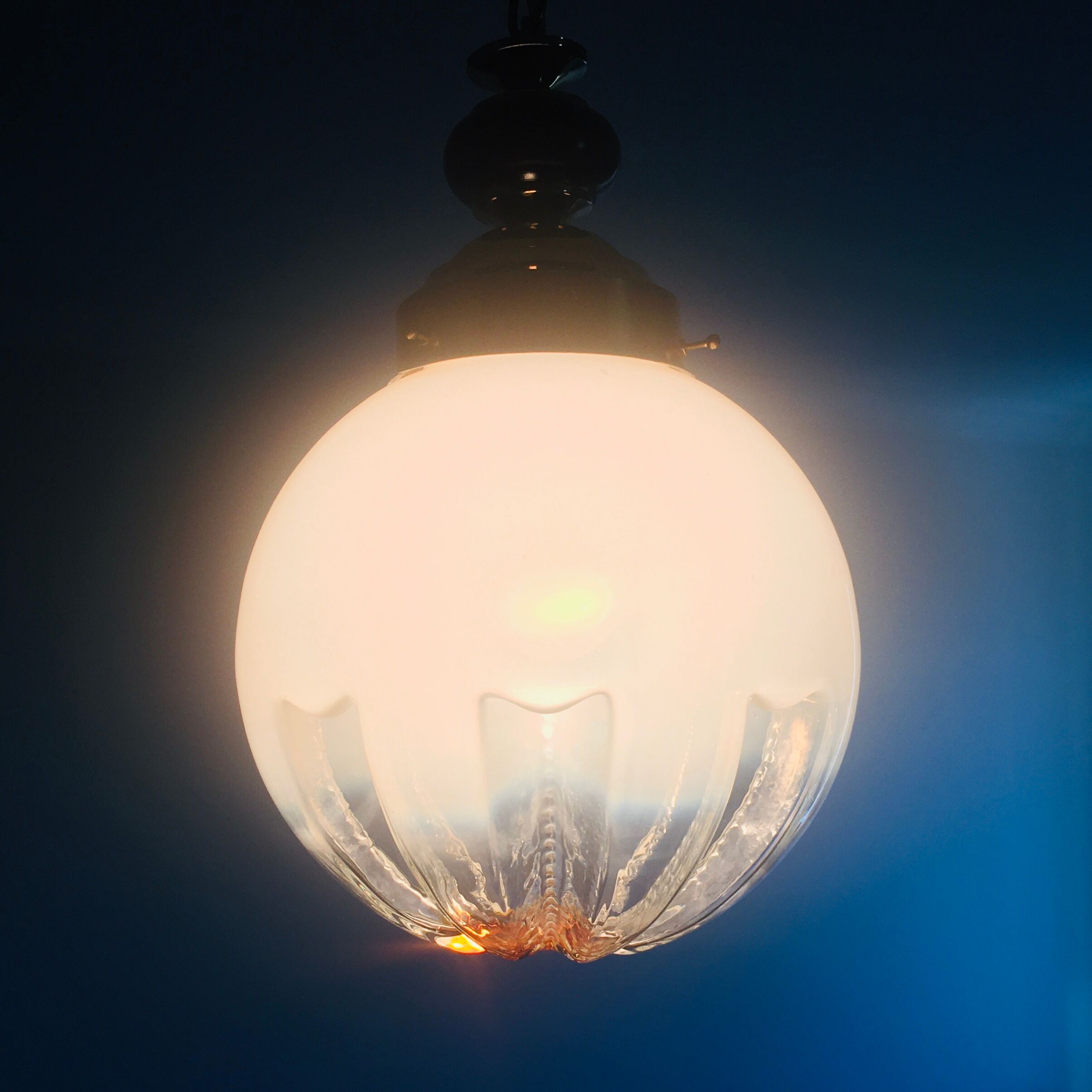Large Mid-Century Murano Glass Pendant / Ceiling Lamp from Mazzega, Italy, 1970s
