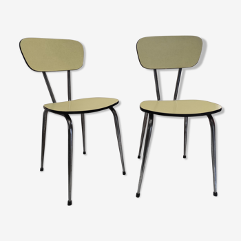 Paire de chaises en formica jaune