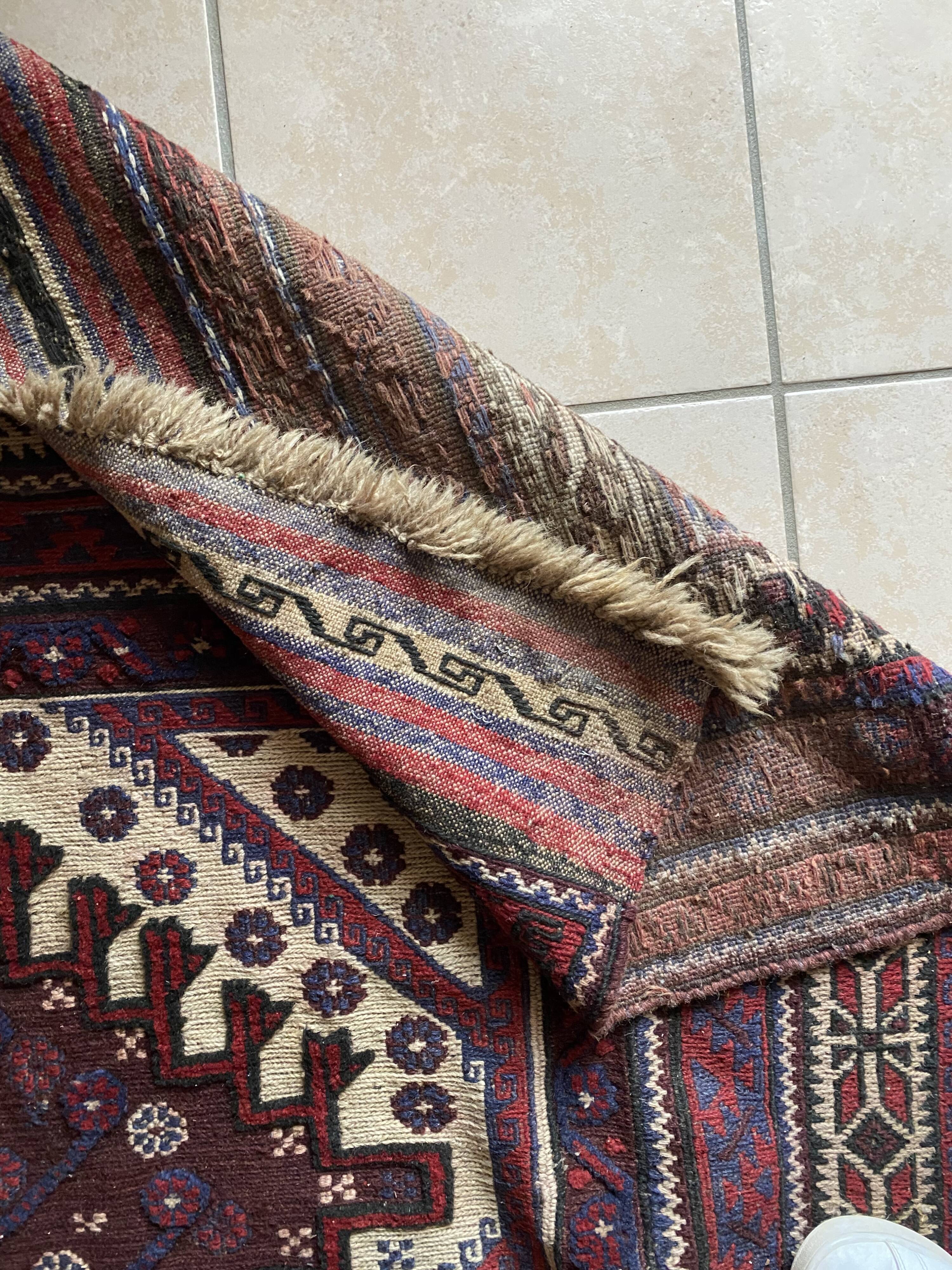 Old Afghan wool rug 270x186cm