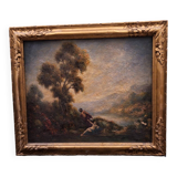 Nymphe et satyre,école française xix eme
