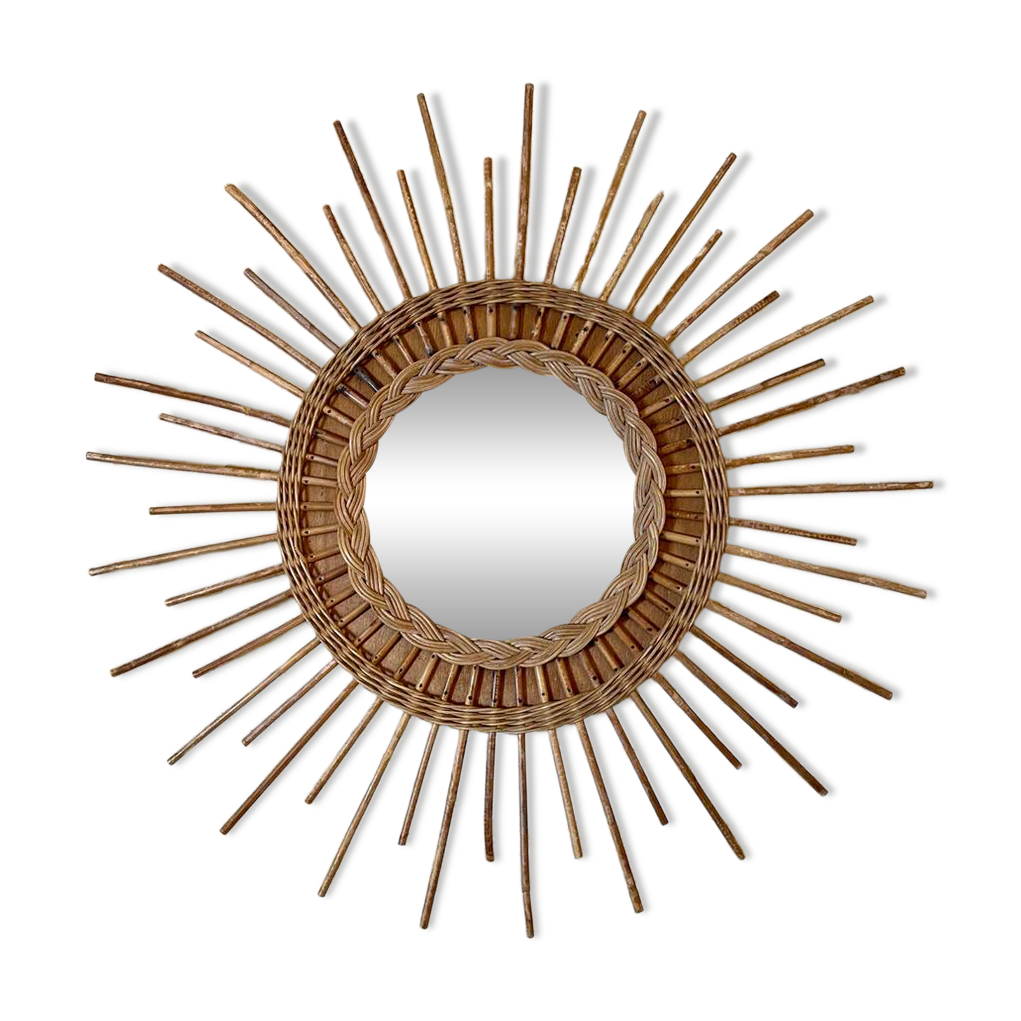 Rattan and wicker sun mirror