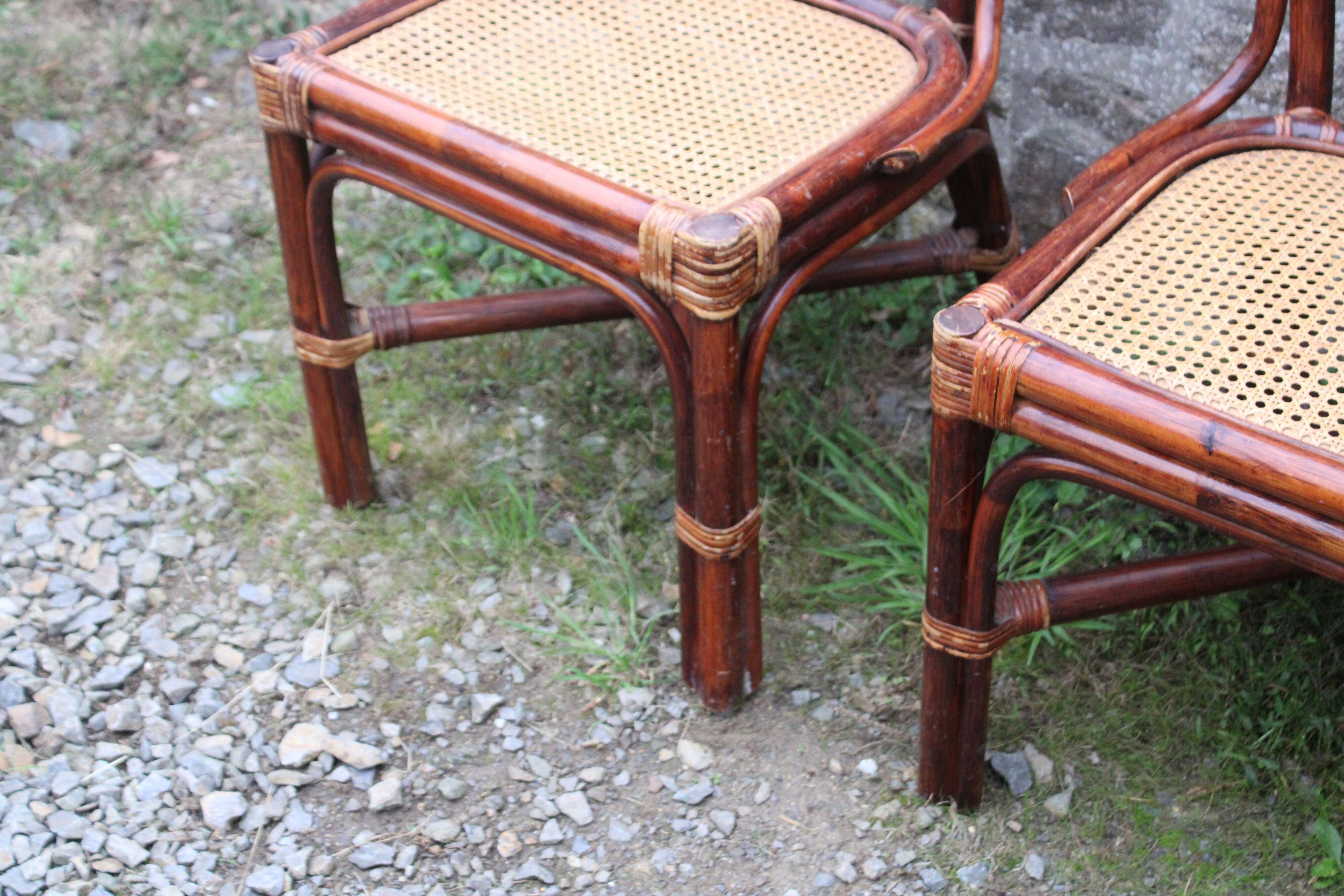 Lot de 2 chaises vintage en rotin avec assise cannage