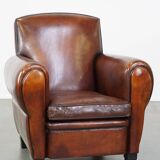 Large design armchair made of sheep leather