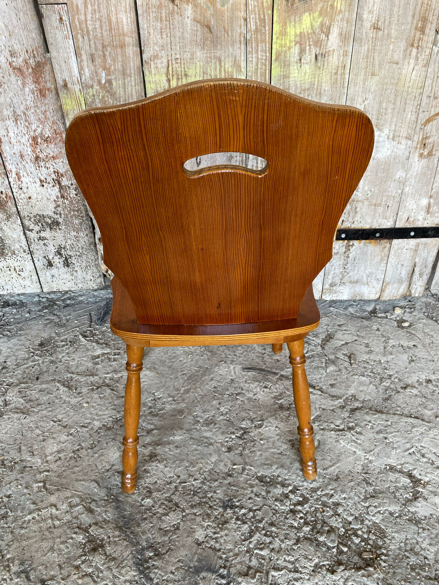 Vintage 1960s Brutalist Blonde Wood Farm Chair #E037