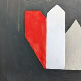 Peinture à l’huile abstraite suédoise vintage du milieu du siècle, encadrée