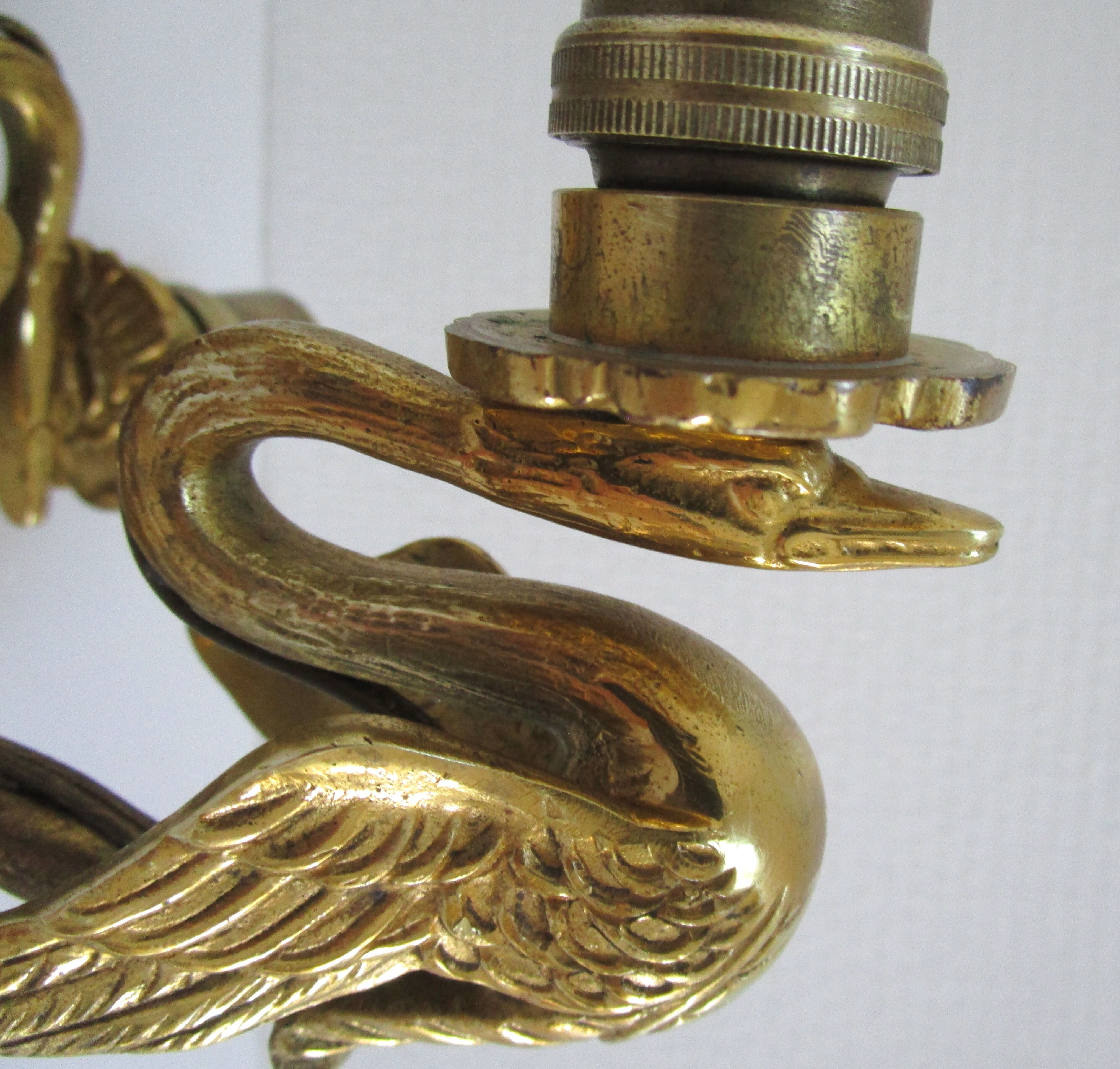 Pair of appliques swans gilded bronze patinated empire style