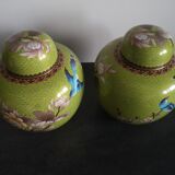 Paire de pots à gingembre en émail cloisonné début 20ème siècle