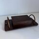 Vintage 1960 cigarette holder wooden metal copper - 31 x 15 cm