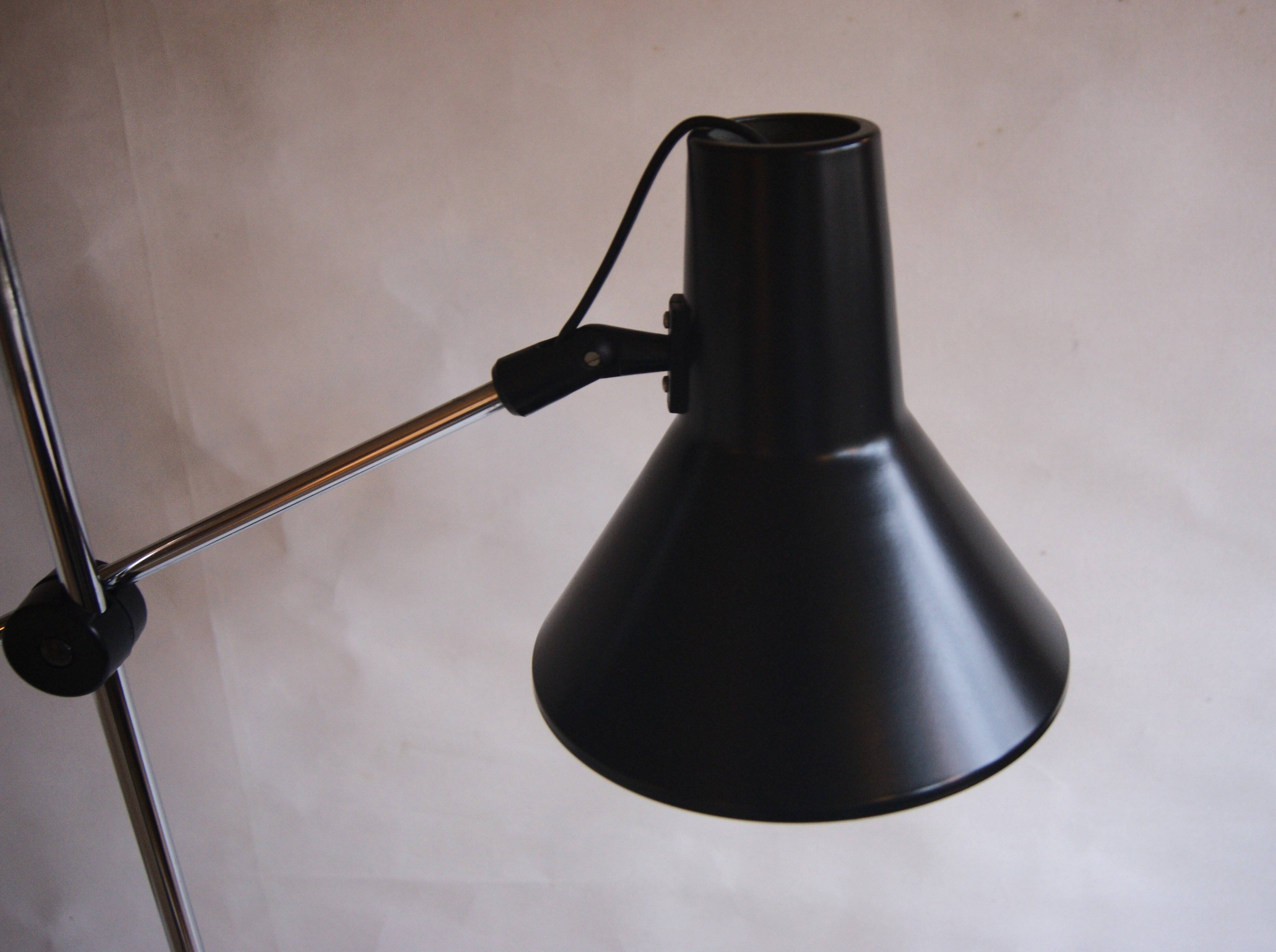 Black vintage IKEA adjustable floor reading lamp - Stilnovo inspired design from the 1980s.