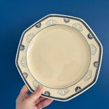 Set of 6 Longchamp France Octagonal Plates - Blue Lotus Flower Pattern