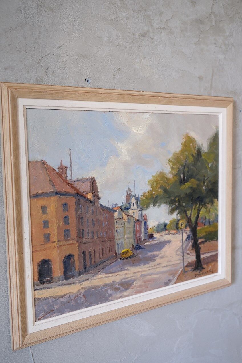 Gustav Berlin, Swedish Modern Landscape, Oil on Panel, 1962, Framed