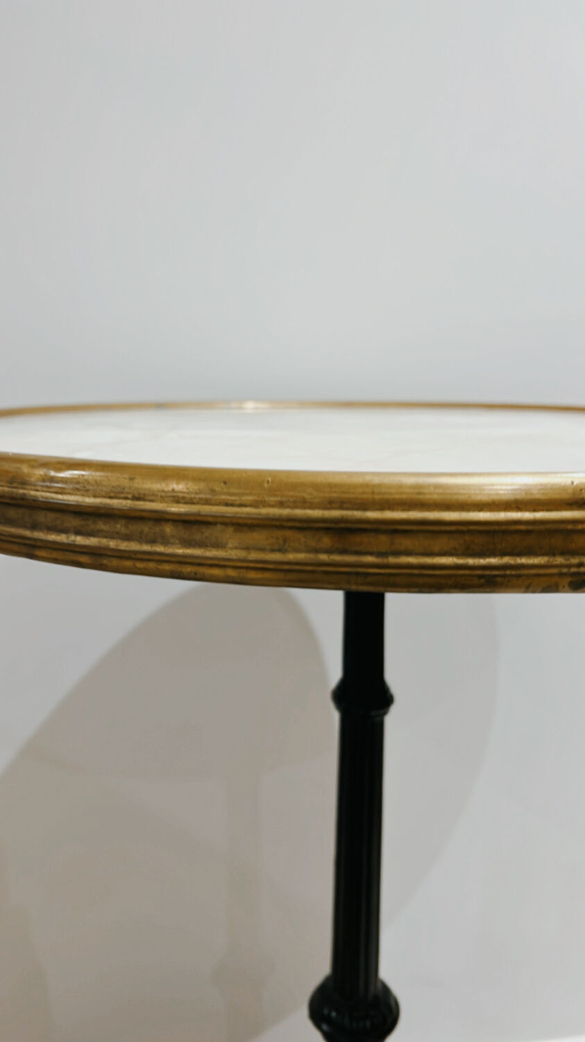 Bistro table cast iron marble and brass