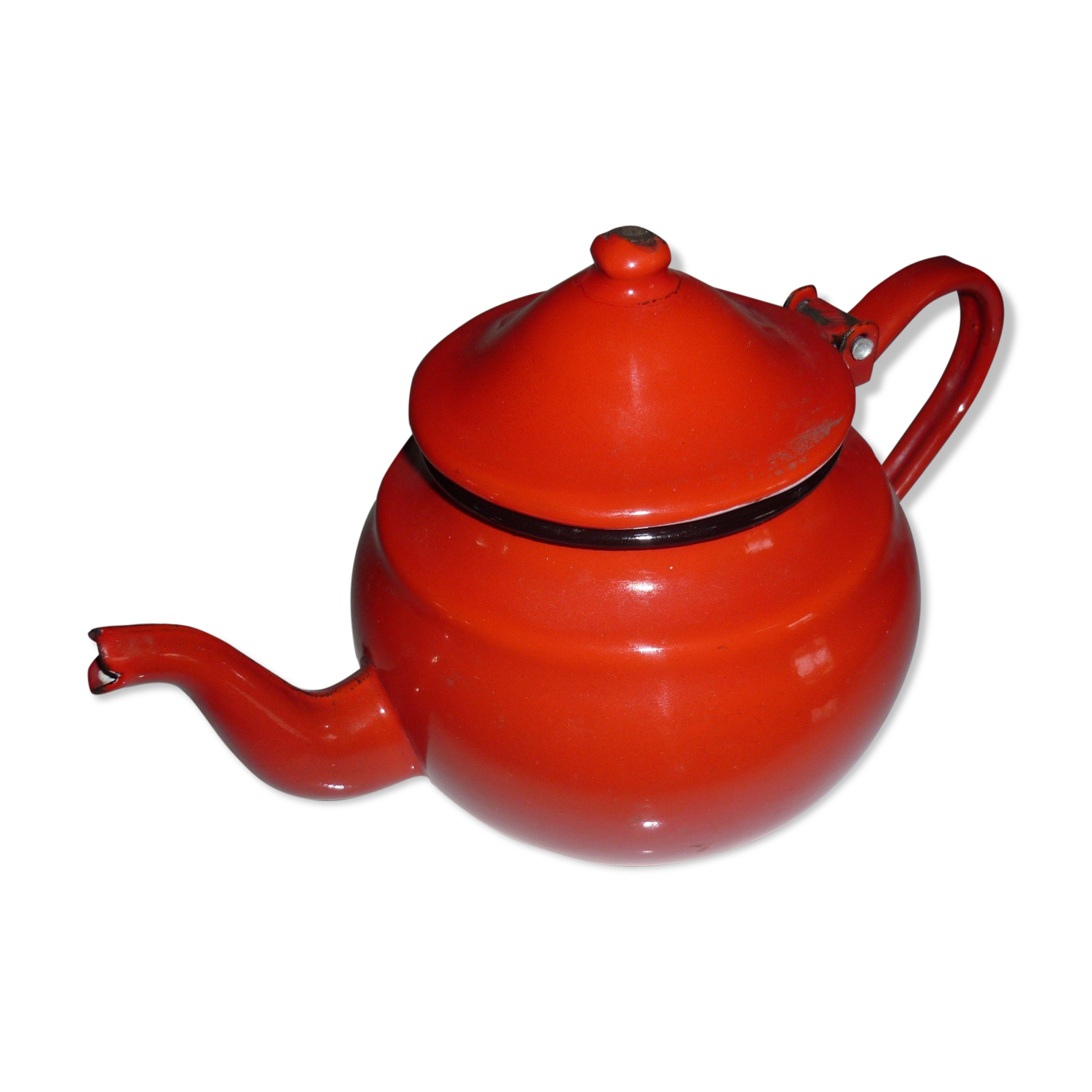 Théière fer émaillé rouge