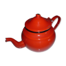 Red enamelled iron teapot