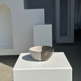 White and glossy brown two-tone ceramic bowl, matt earth