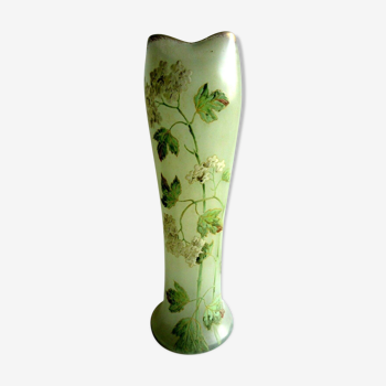 Vase "Belgrade" enamelled LEGRAS Art Nouveau, 40 cm: Snowballs and leaves
