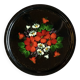 Vintage round tray in enamelled sheet metal - hand-painted floral decoration