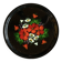 Vintage round tray in enamelled sheet metal - hand-painted floral decoration
