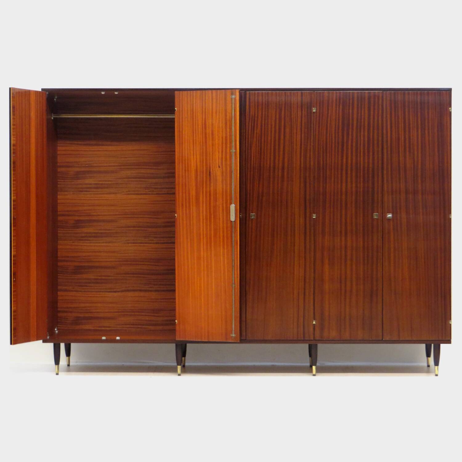 Large vintage mid century modern 6-door wardrobe in teak, 1960s