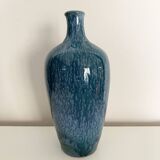 Glazed stoneware bottle vase signed Paturel