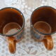 2 glazed terracotta mugs