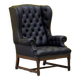 Chaise à dossier à oreilles de style Chesterfield en cuir capitonné vintage (le prix est pour une chaise)