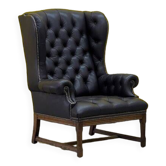 Chaise à dossier à oreilles de style Chesterfield en cuir capitonné vintage (le prix est pour une chaise)