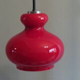 Red glass pendant lamp Peill & Putzler, Germany 1960-1970
