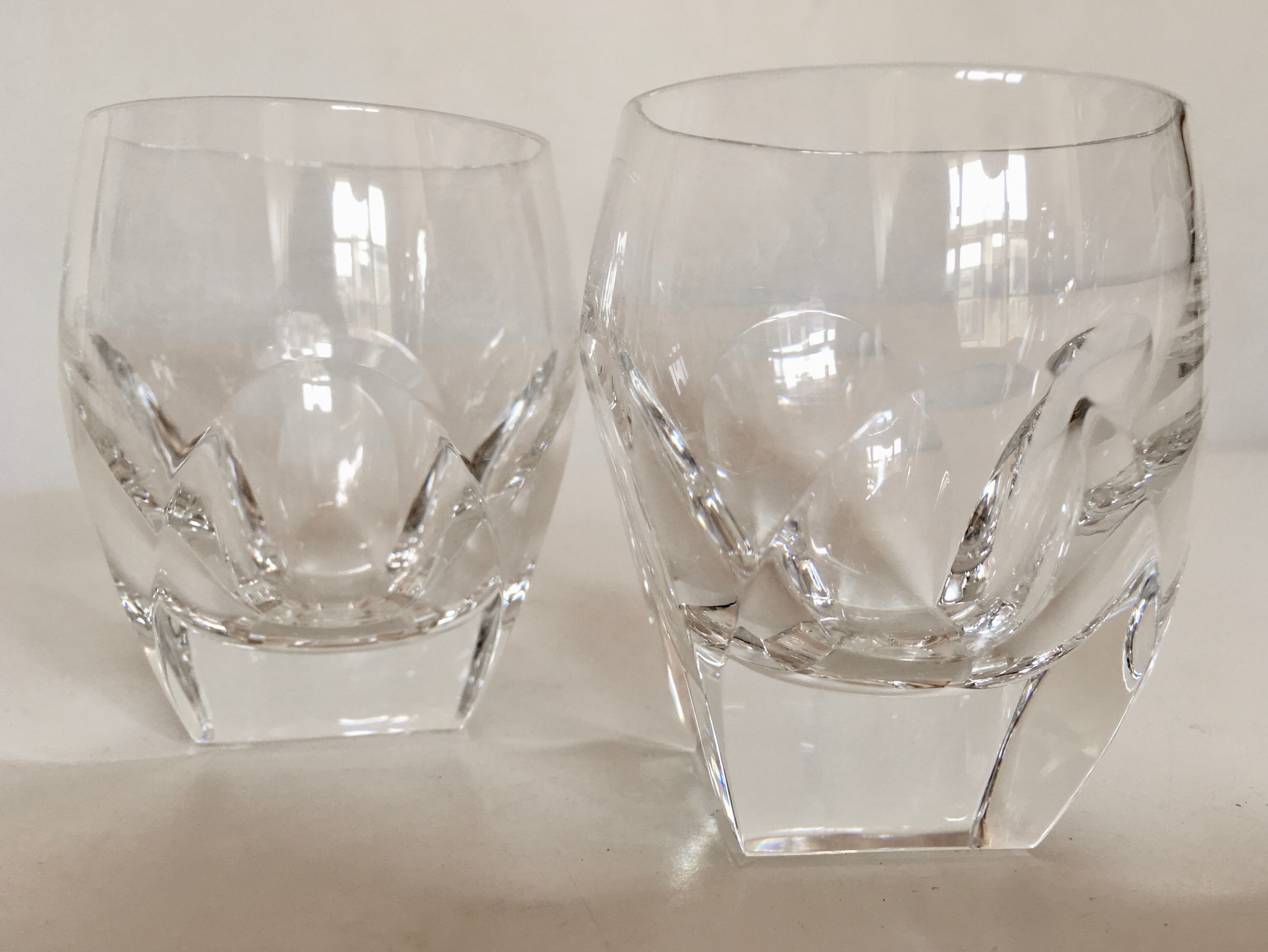1960 crystal cup glasses ringing with cut-outs