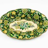 Longwy cup in cloisonné enamels on a green background, polychrome floral decoration and gold