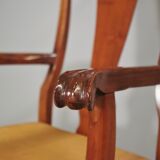 Antique Queen Anne armchair in mahogany and leather