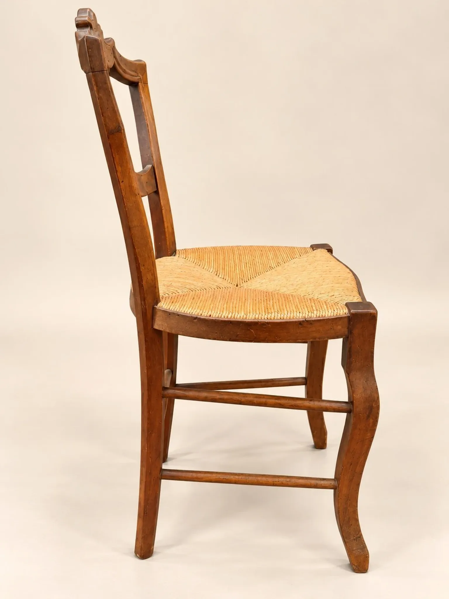 Set of 6 Louis-Philippe chairs — Carved backs — Straw seats