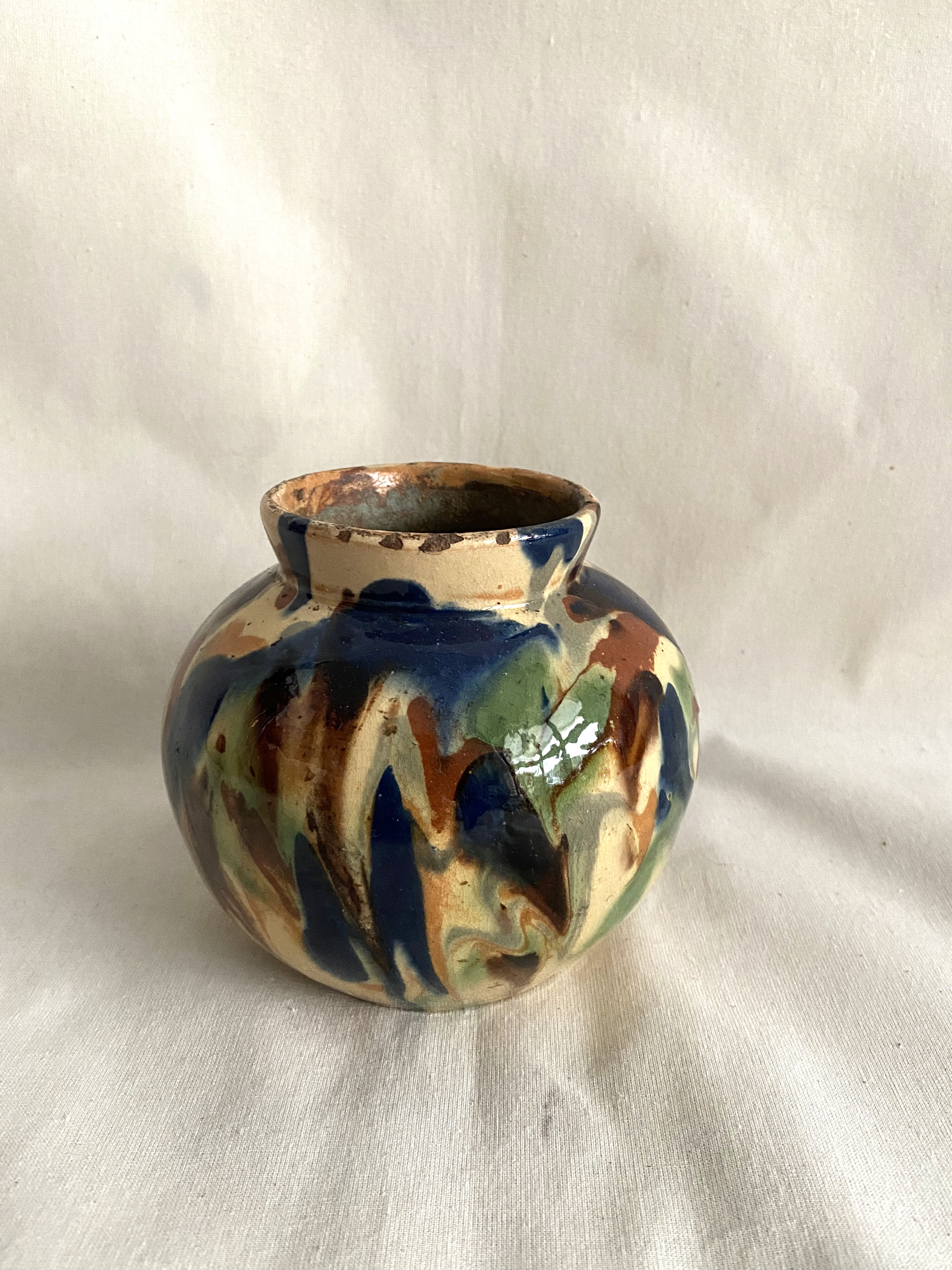 Vase in painted and glazed earth 30s