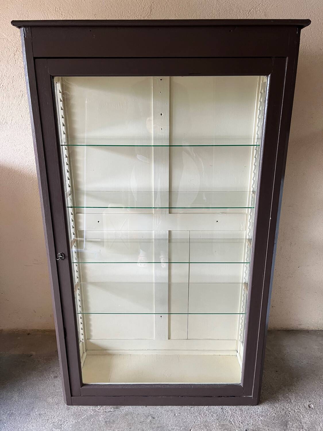 Old wooden glass display case