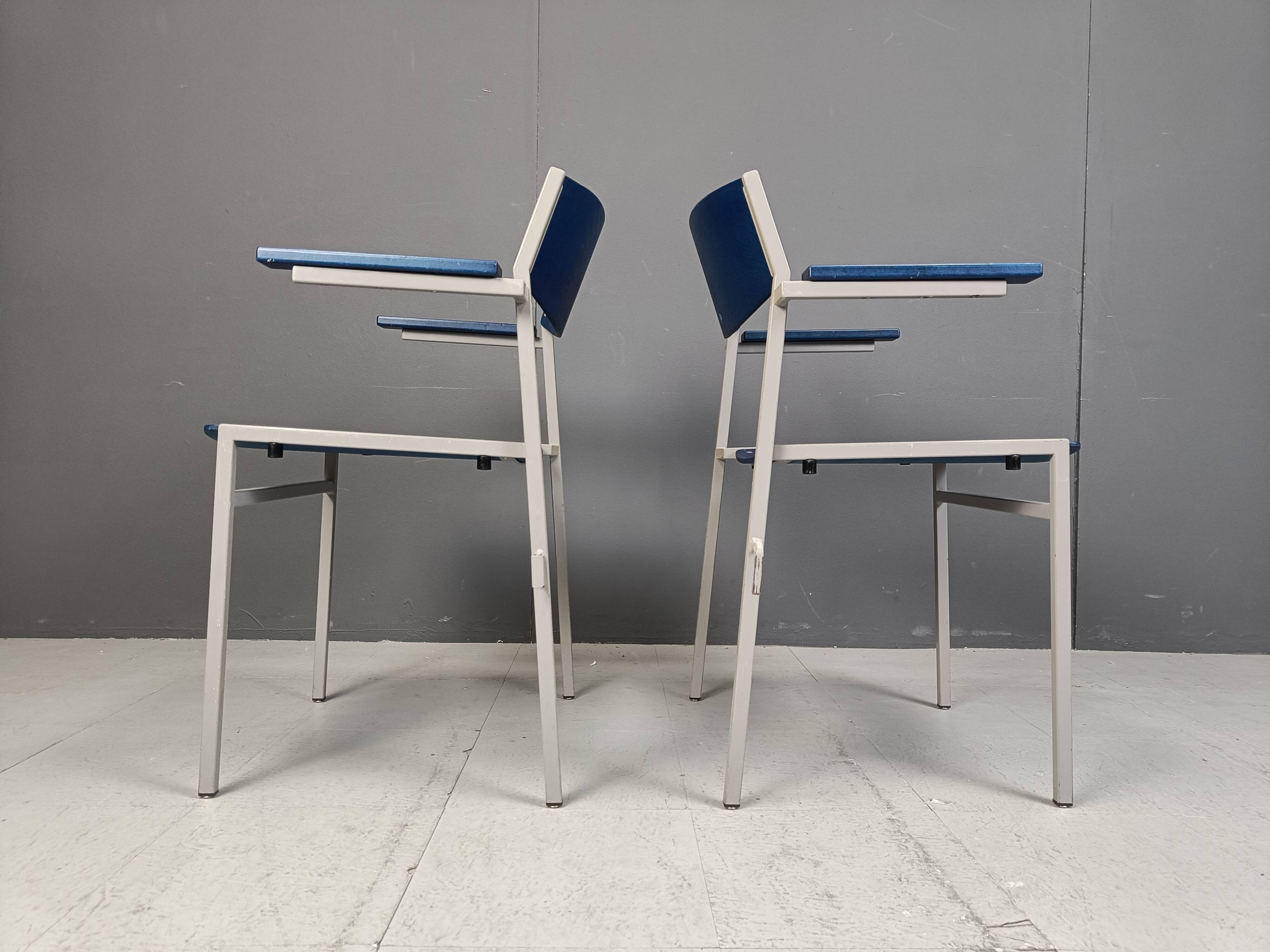 Minimalist Metal and Plywood Stackable Armchairs by Gijs Van Der Sluis