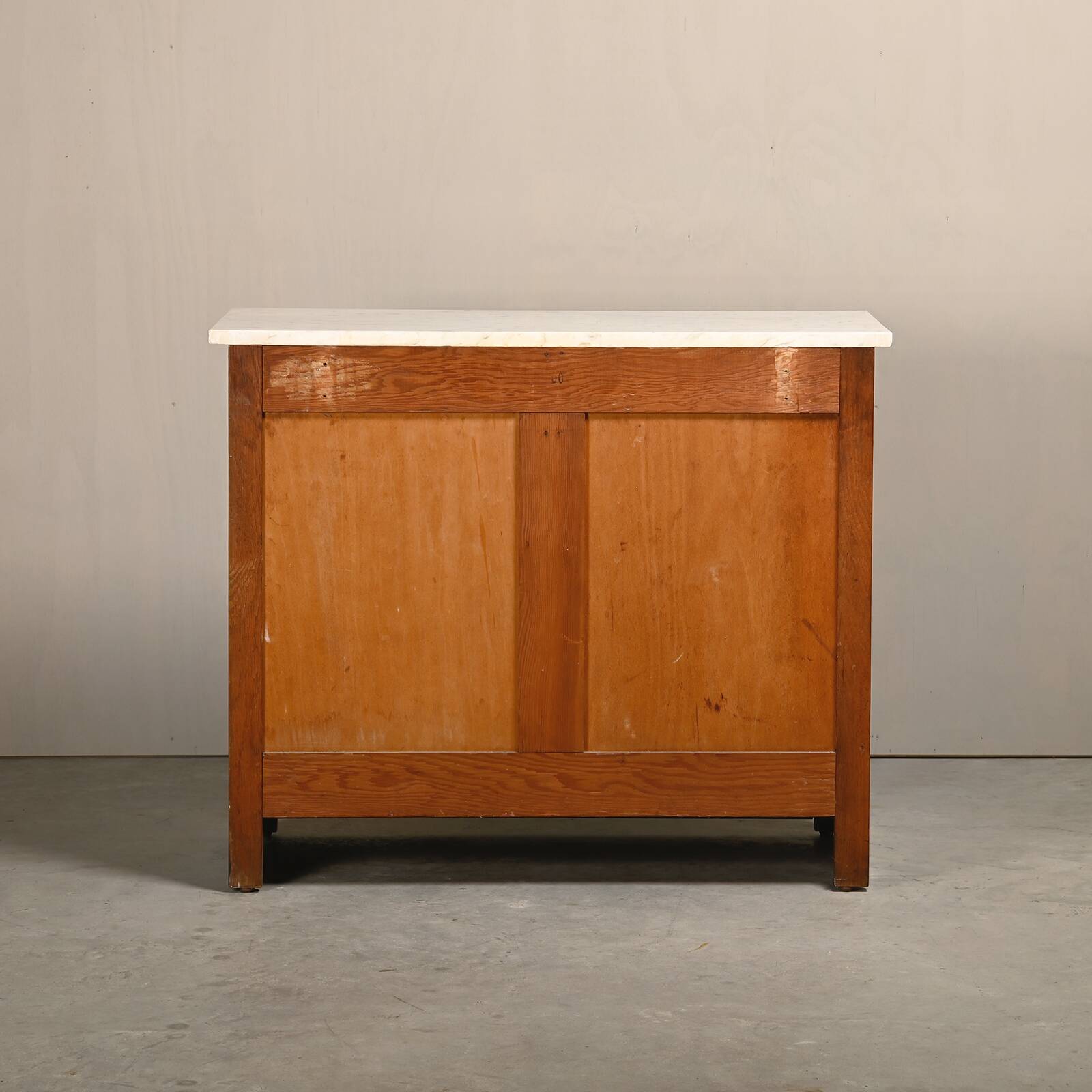 Art Deco Amsterdam School Cabinet Sideboard Oak and Marble, 1930s Netherlan