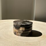 Set of 4 fossilized wooden coasters