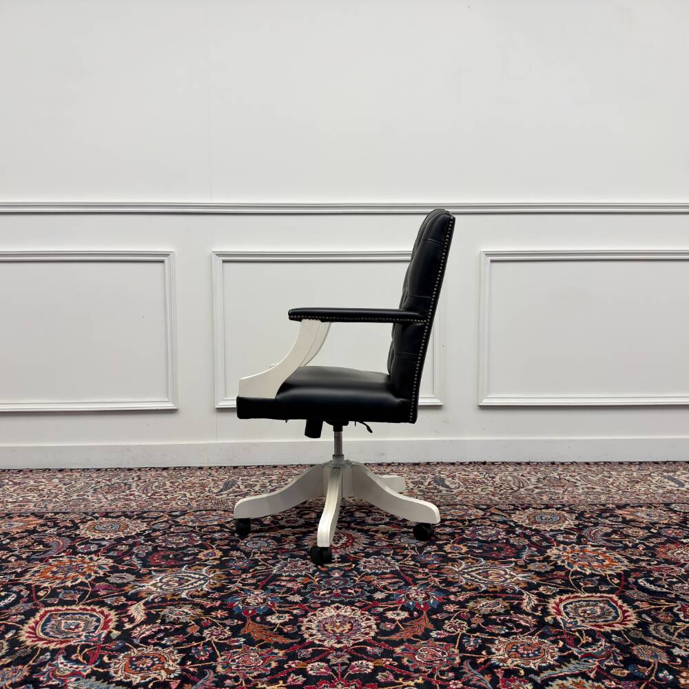 Classic English White Chesterfield Office Chair
