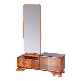 Restored ArtDeco Dressing Mirror, Palisandr, Walnut Root Veneer, France, 1920s