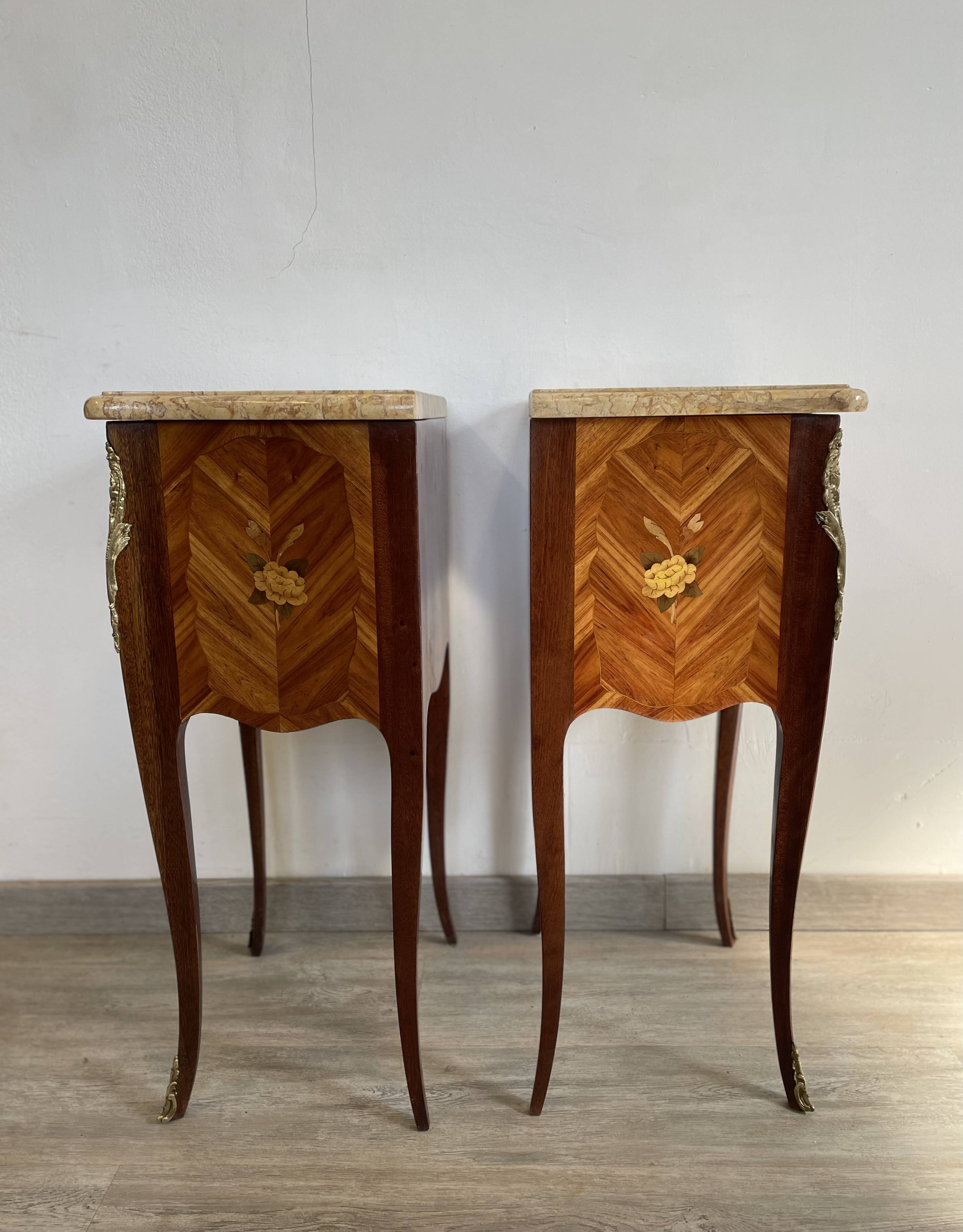 Louis XV style bedside tables