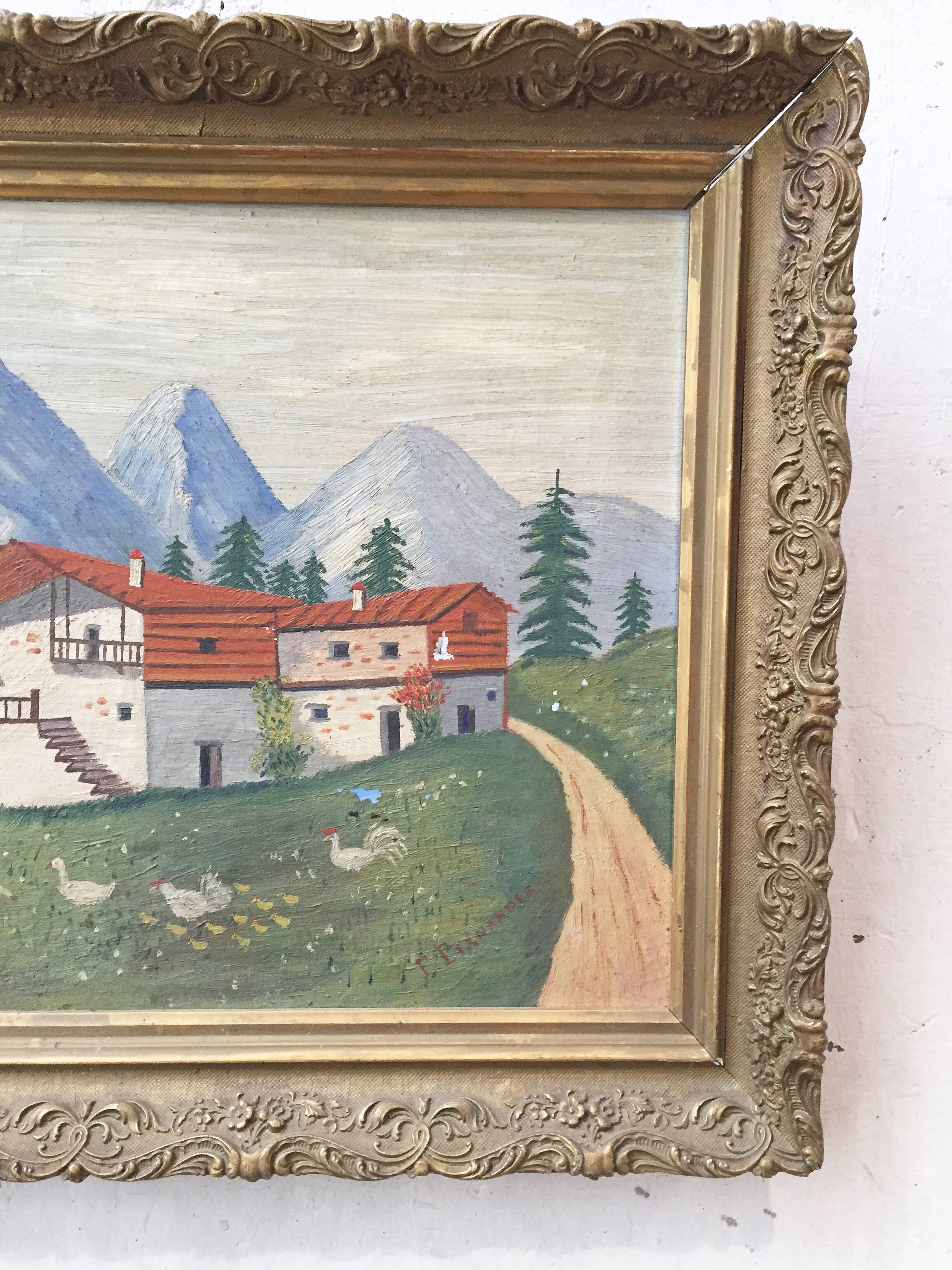 Ancient oil painting landscape