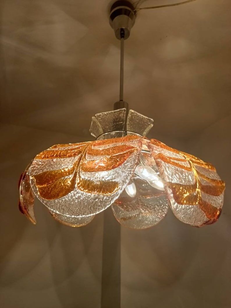 Murano glass pendant light with 6 petals