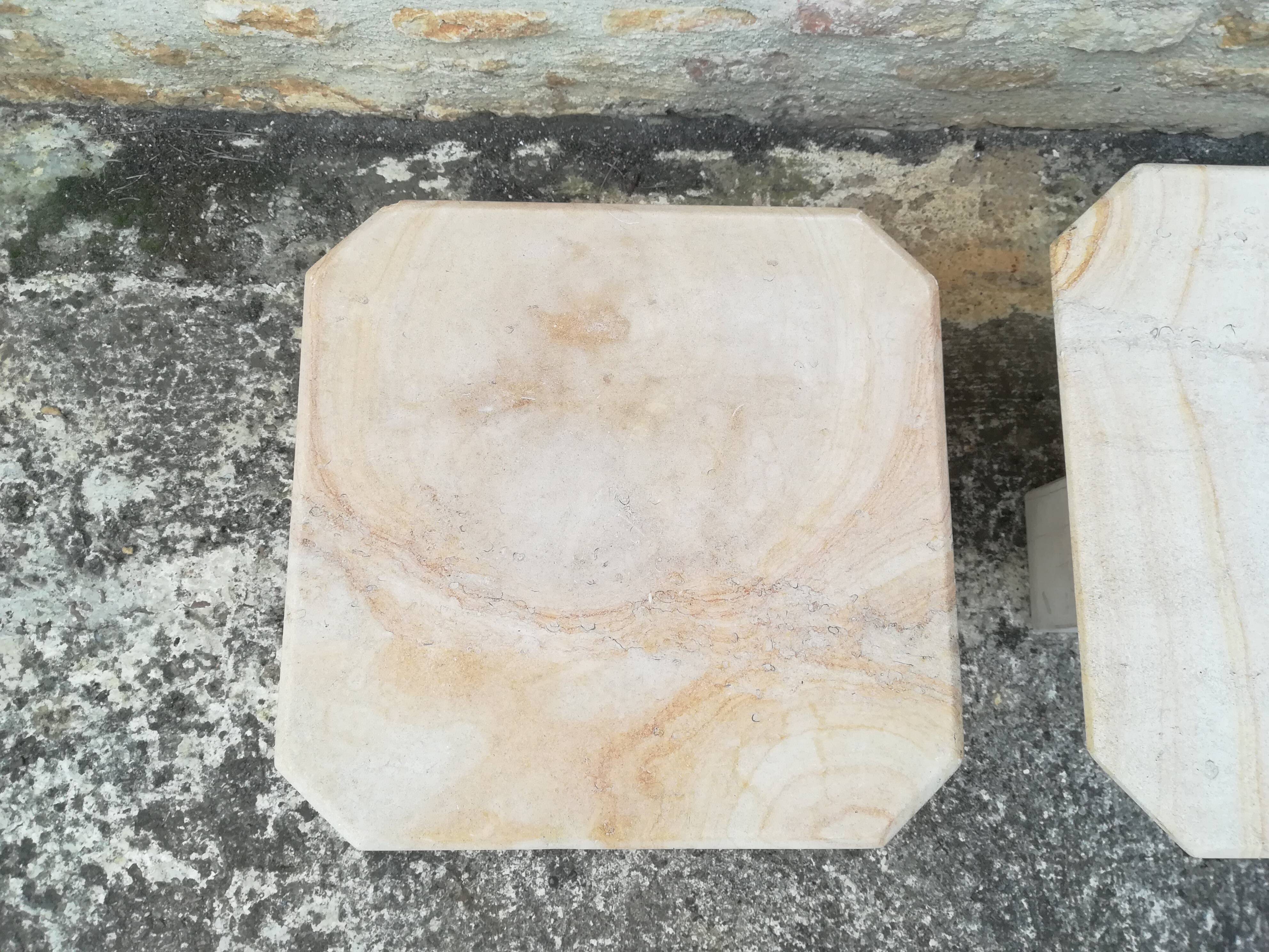 Nesting coffee tables in natural travertine