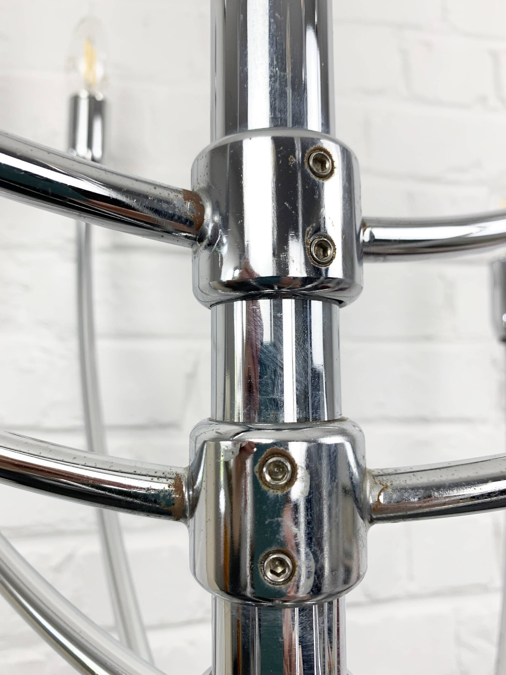 Chrome chandelier Piazza San Marco design Vico Magistretti for Oluce Italy