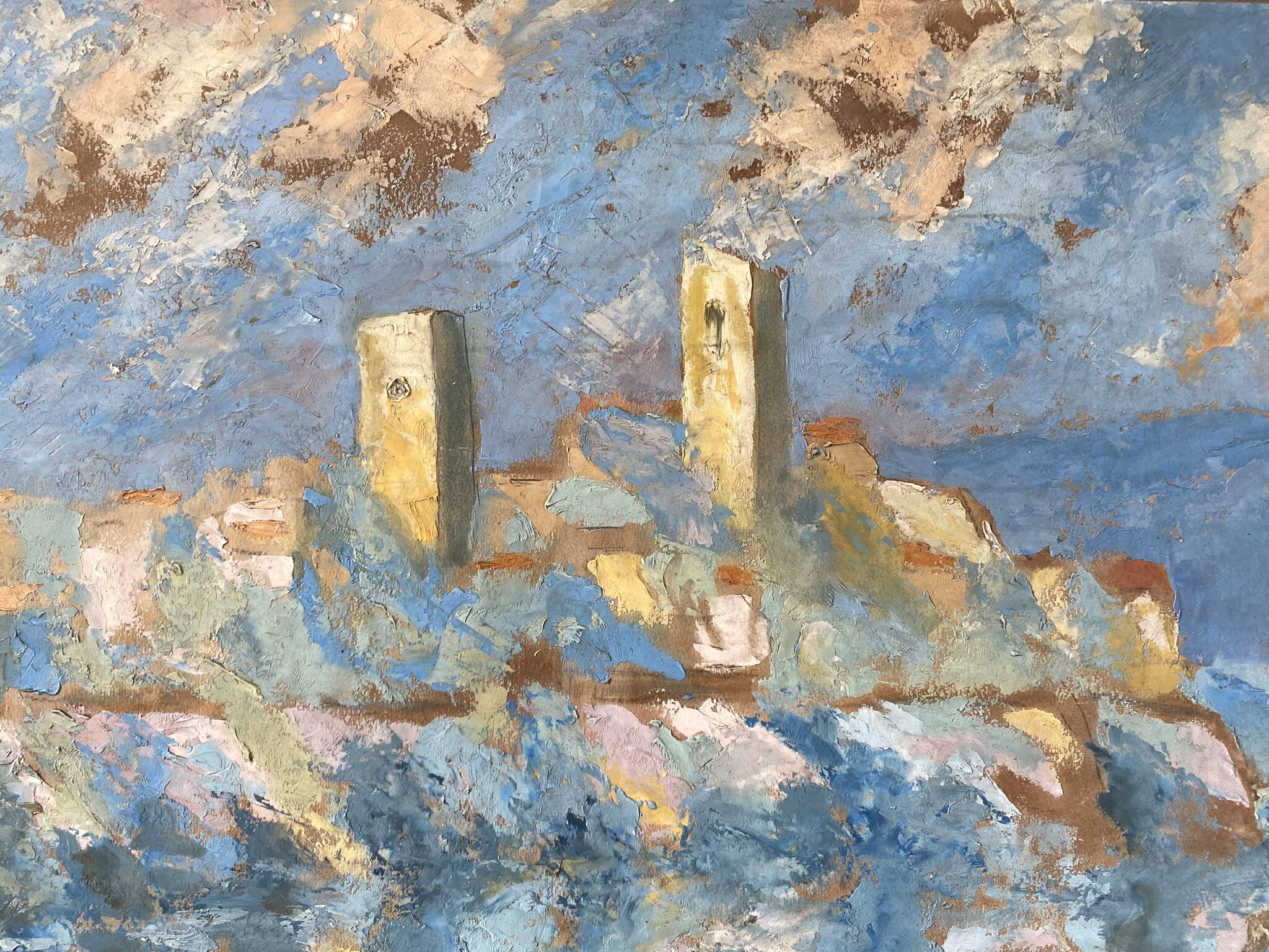 Signed sailboat landscape