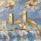 Signed sailboat landscape