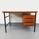 Vintage modernist double-sided desk in mahogany and black metal from the 1960s