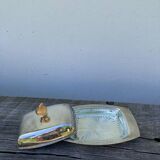 Acorn silver metal butter dish